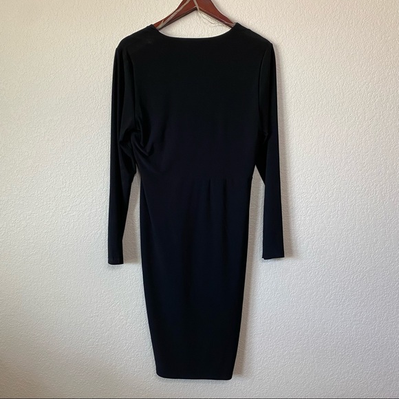 Ashley Graham Beyond Women’s Long Sleeve Black Knee Length V Neck Work Dress 14 - Picture 3 of 7